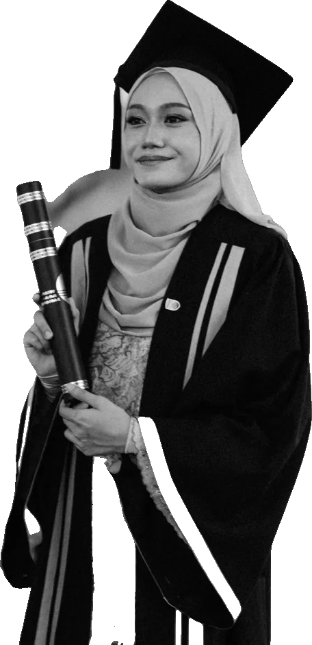 Sabrina in her graduation robe holding her scroll